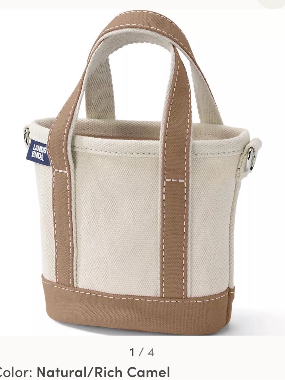 NWT Lands' End mini cotton canvas tote bag